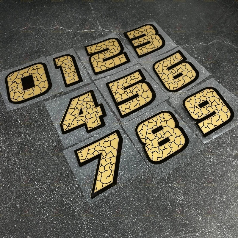 Scooter Helmet Set - 2 stuks/set mat gouden crack-effect motorfietsnummerstickers